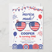 4 juli sterren en strepen 1e verjaardag kaart (Voorkant)