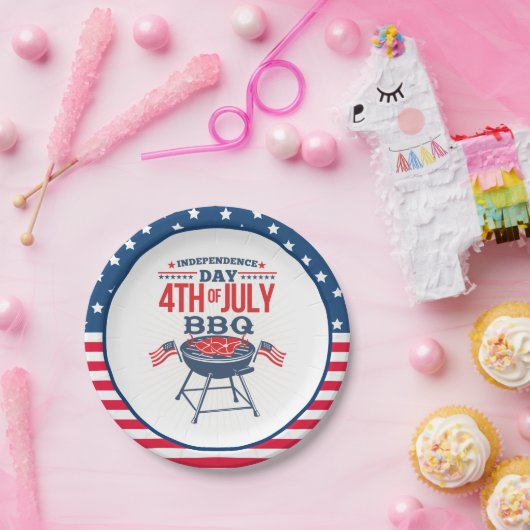 4 juli Sterren en Strepen BBQ Papieren Bordje (Feest)