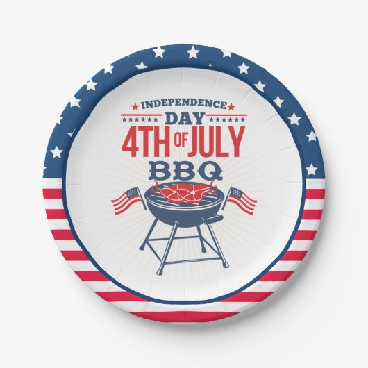 4 juli Sterren en Strepen BBQ Papieren Bordje (Voorkant)
