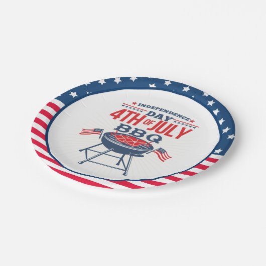 4 juli Sterren en Strepen BBQ Papieren Bordje (Gekanteld)