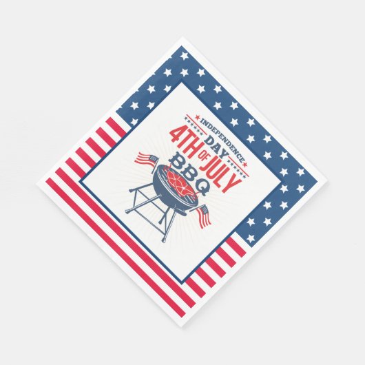 4 juli Sterren en Strepen BBQ Servet (Hoek)