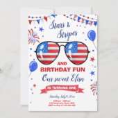 4 juli Sterren en Strepen Firecracker Verjaardag Kaart (Voorkant)