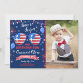 4 juli Sterren en Strepen Firecracker Verjaardag Kaart (Voorkant)