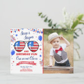 4 juli Sterren en Strepen Firecracker Verjaardag Kaart (Staand voorkant)