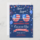 4 juli Sterren en Strepen Firecracker Verjaardag Kaart (Voorkant)