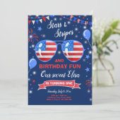 4 juli Sterren en Strepen Firecracker Verjaardag Kaart (Staand voorkant)