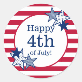 4 juli Sterren en strepen Modern Patriottisch Ronde Sticker