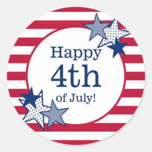 4 juli Sterren en strepen Modern Patriottisch Ronde Sticker
