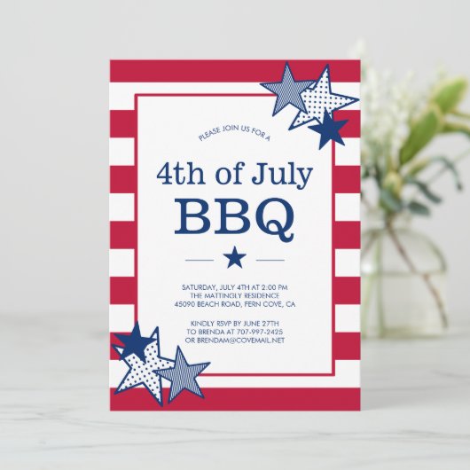 4 juli Sterren en strepen Moderne Patriottische BB Kaart (Staand voorkant)