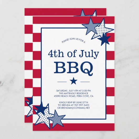 4 juli Sterren en strepen Moderne Patriottische BB Kaart (Voorkant / Achterkant)