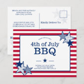 4 juli Sterren en strepen Moderne Patriottische BB Uitnodiging Briefkaart (Voorkant / Achterkant)