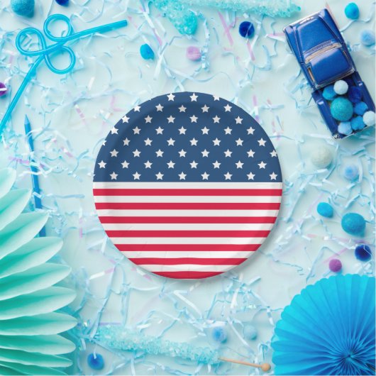 4 juli Sterren en strepen Rood Wit en Blauw Papieren Bordje (Feest)