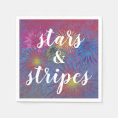 4 juli sterren en Stripes Patriottic Fireworks Servet (Voorkant)