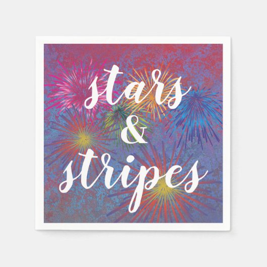 4 juli sterren en Stripes Patriottic Fireworks Servet (Voorkant)