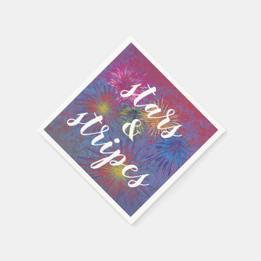 4 juli sterren en Stripes Patriottic Fireworks Servet (Hoek)