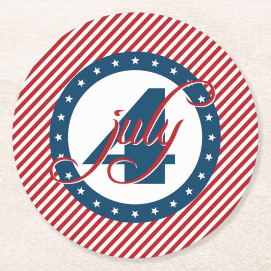 4 juli sterren en stripes ronde kartonnen onderzetter (Voorkant)