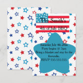4 juli sterren en vlaggenuitnodiging kaart (Voorkant / Achterkant)