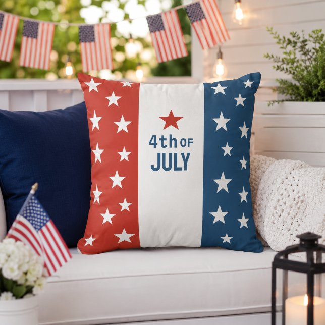 4 juli-sterren – Patriottisch rood, wit en blauw Kussen (Creator heeft geüpload)