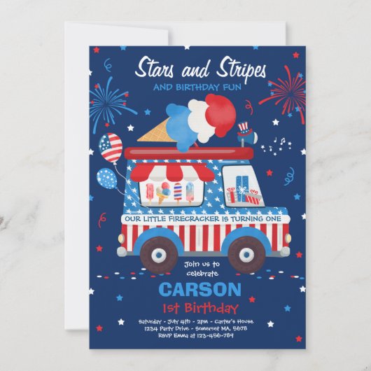 4 juli sterren stapes ijsklok op zaterdag kaart (Voorkant)