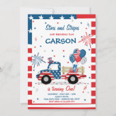 4 juli sterren strepen en verjaardag plezier kaart (Voorkant)