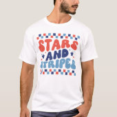 4 JULI STERREN & STREPEN GROOVY TYPOGRAFIE T-SHIRT (Voorkant)