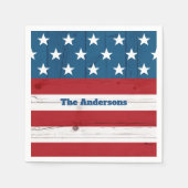 4 juli Sterren Strepen Rustiek Hout Vlag Vet Servet (Voorkant)