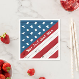 4 juli sterren strepen USA vlag rustiek hout Servet