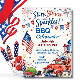 4 juli sterren strepen vonken BBQ-viering Kaart