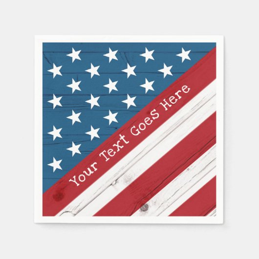 4 juli Sterren Stripes USA Vlag Rustiek Hout Servet (Voorkant)