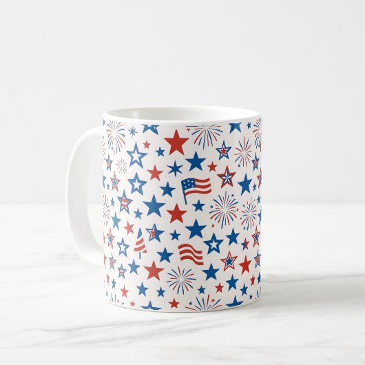 4 juli Sterren & Vuurwerk Mok (Voorkant links)