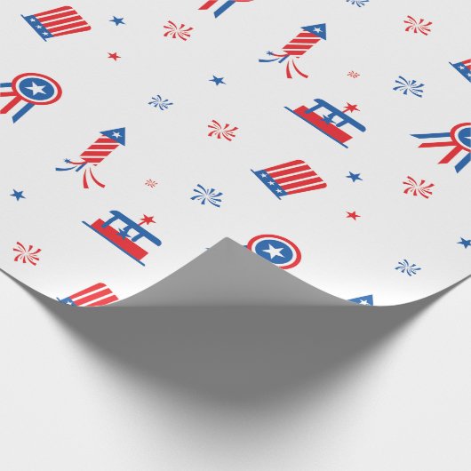 4 juli Stickers Patroon Cadeaupapier (Hoek)