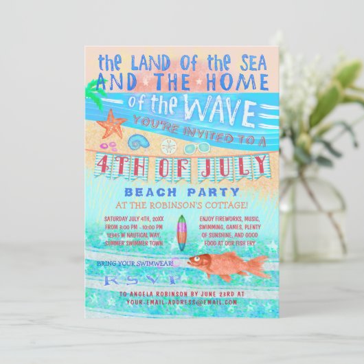 4 juli Strand of Pool Party | Zomerzwemmen Kaart (Staand voorkant)