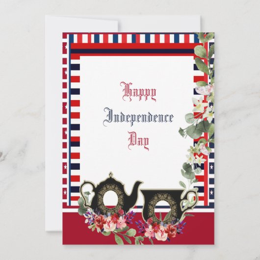 4 juli Strepen  Theepot Afternoon High Tea Kaart (Achterkant)