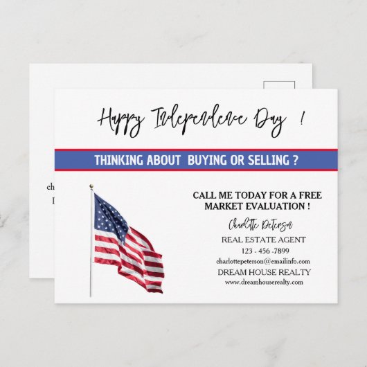 4 JULI SUMMER Real Estate Marketing Farming Feestdagenkaart (Voorkant / Achterkant)