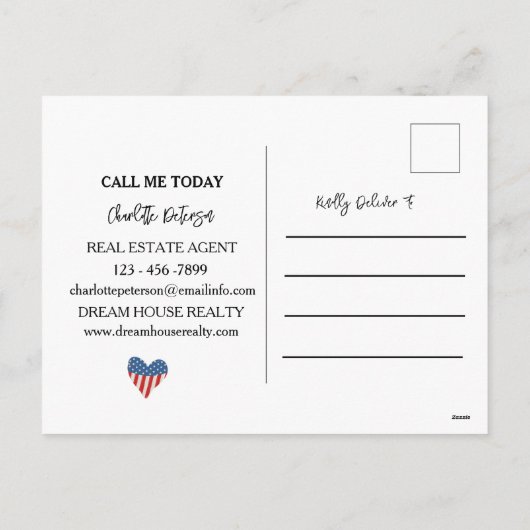 4 JULI SUMMER Real Estate Marketing Farming Feestdagenkaart (Achterkant)