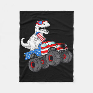 4 juli t rex dino Trex dinosaur Monster Truck Fleece Deken