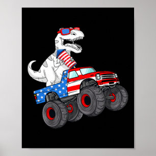 4 juli t rex dino Trex dinosaur Monster Truck Poster