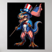 4 juli T-rex Usa Patriottische Amerikaanse Vlag Di Poster (Voorkant)