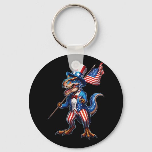 4 juli T-rex VS Patriottische Amerikaanse vlag Sleutelhanger (Voorkant)