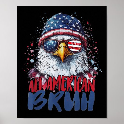 4 juli T-shirt Alle Amerikaanse Bruh Eagle Kinder  Poster (Voorkant)