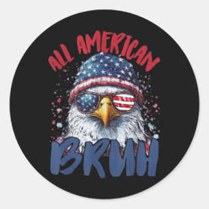 4 juli T-shirt Alle Amerikaanse Bruh Grappige Kind Ronde Sticker
