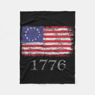 4 juli t Shirt American Flag Betsy Ross 1776 Fleece Deken