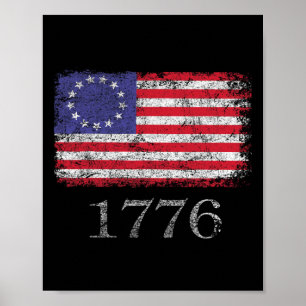 4 juli t Shirt American Flag Betsy Ross 1776 Poster