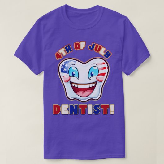 4 juli Tandarts Patriottische Kawaii Molar T-shirt (Design voorkant)