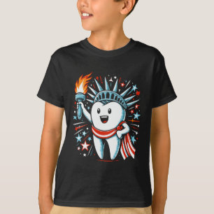 4 juli Tandarts Tand Tand Patriottische Vrouwen M T-shirt