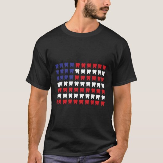 4 juli Tandhygiëne Patriottische Tand Docto T-shirt (Voorkant)