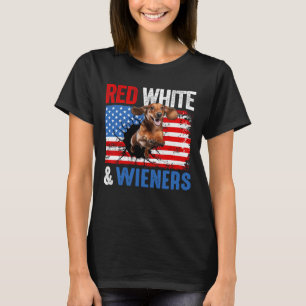 4 juli Teckel Hond Shirt Rood Wit en Wien