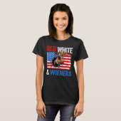 4 juli Teckel Hond Shirt Rood Wit en Wien (Voorkant volledig)