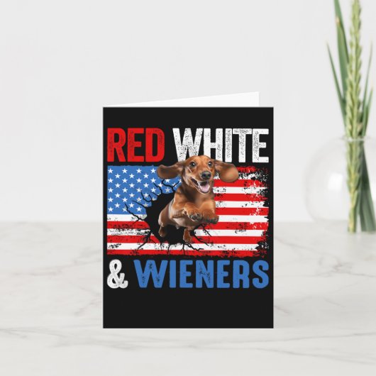 4 juli Teckel Hond Shirt Rood Wit en Wien Kaart (Voorkant)