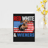 4 juli Teckel Hond Shirt Rood Wit en Wien Kaart (Gele Bloem)